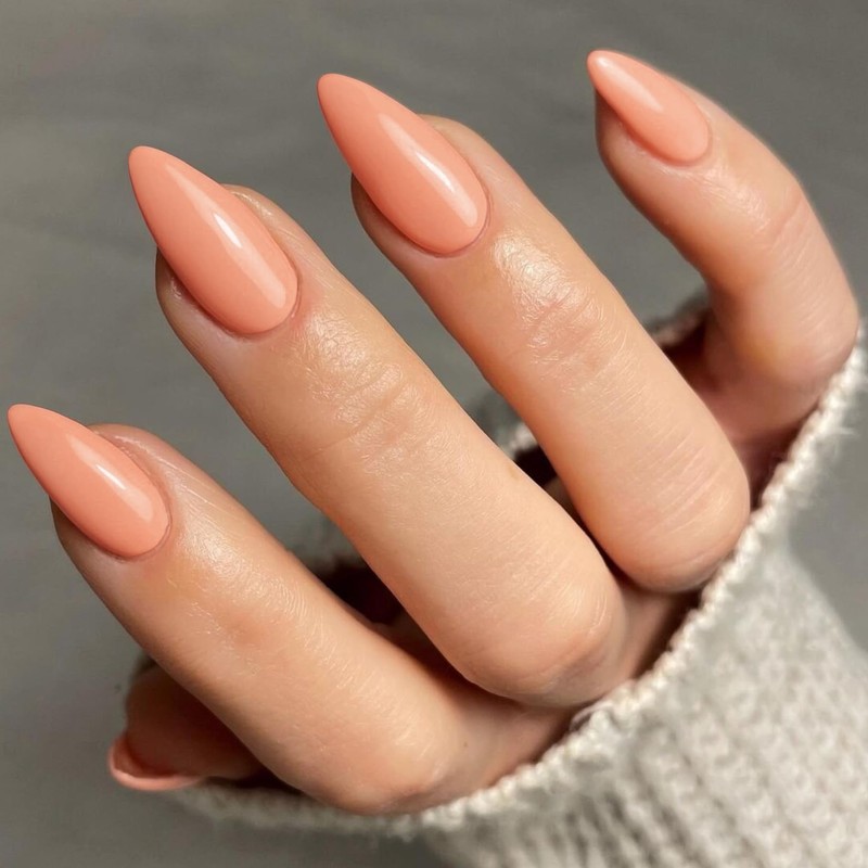 Uñas Postizas De Coral, Uñas Almendradas Medianas, Uñas Acrílicas Neutras,