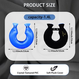 U-Shaped Dual Nozzle Hot Water Bottle with Soft Plush Cover – Neck and Shoulder Heat Pack for Women Men, Relieves Stiffness and Fatigue, Ideal for Winter, Bedtime, and Office Use