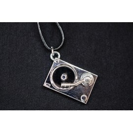 Miniblings Record Player DJ Music Necklace Musician Record Band - Handmade Fashion Jewellery I Leather Necklace Leather, Metal