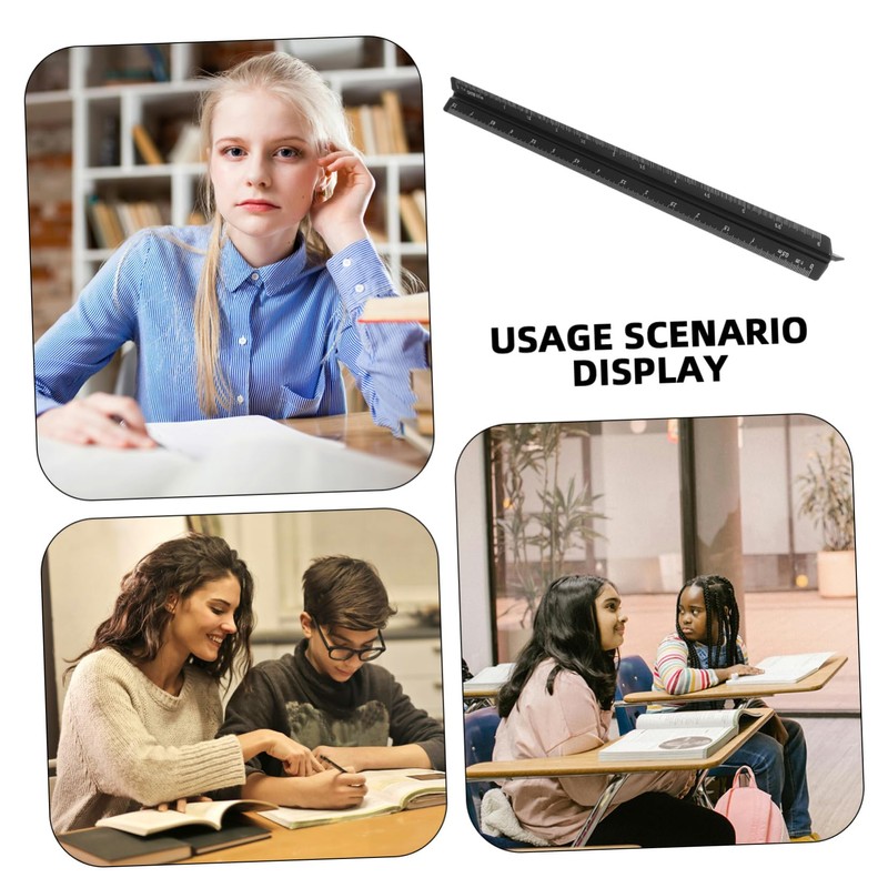 Operitacx Triangular Metal Ruler, Technical Scale, Metal Ruler, Engineering Ruler,