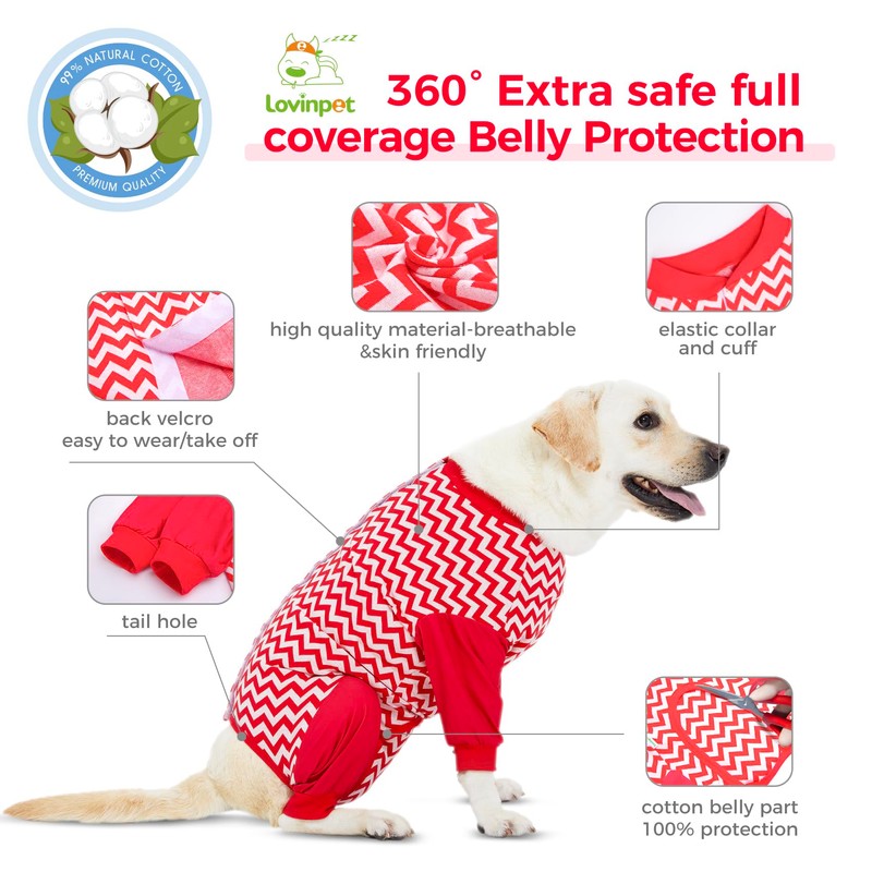 LovinPet Dog Recovery Suit for Large Medium Dogs - Cut-Out