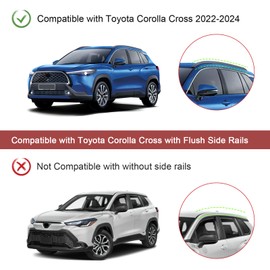 KINGGERI 260Lbs Lockable Roof Rack Cross Bars Compatible with Toyota Corolla Cross 2022 2023 2024(with Flush Side Rails), Heavy Duty Aluminum Rail Crossbar Anti-Theft Metal Matte Powder Coated