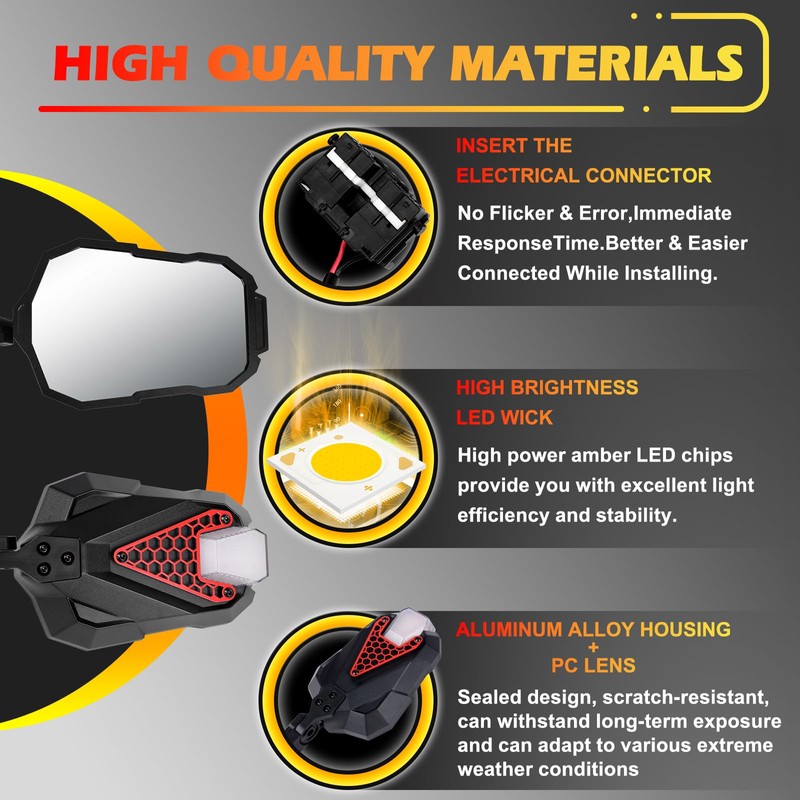 MAIKER Mirrors Doors Off with Light Compatible with Jeep Wrangler