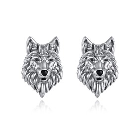 CUPENDA Wolf Earrings 925 Sterling Silver Irish Celtic Knot Animal Stud Earrings Jewelry for Women Men