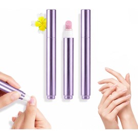 3 Piezas 3 en 1 Lápiz para el Cuidado de las Uñas Empujador de Cutículas con Punta de Cerámica, Aceite Hidratante para Uñas Secas y Dañadas