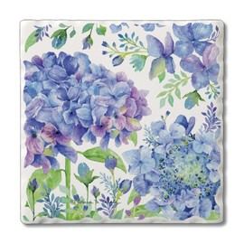 Thirstystone Beautiful Hydrangea 4 Pack Tumbled Tile Stone Coasters with Protective Cork Backing Manufactured in The USA