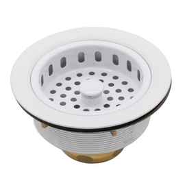 Westbrass R214-50 3-1/2-Inch Large Post Style Kitchen Sink Basket Strainer, Powder Coat White