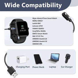 Magnetic Smart Watch Charger for YAMAY SW023 Willful SW021 SW025, Smartwatch 2 pin 2.84mm Charging Cable for Letsfit ID206 ID205L LETSCOM ID205U LIFEBEE ID205S ID216, 3.3ft