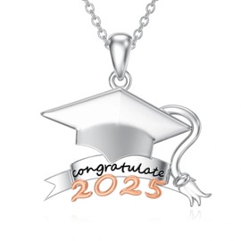 Lypic Graduation Cap Necklace 925 Sterling Silver 2025 Graduation Necklace College High School Graduation Jewelry for Women Gifts(Style 03)