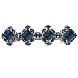 Vintage Austrian Hair Barrettes, Glitter Sparkly Crystal Flower Hair Clips French Vintage Barrettes, White Rhinestone Metal Hair Pins Hair Accessories for Women Girls (Navy Blue)