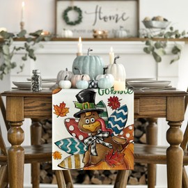Artoid Mode - Camino de mesa de acción de gracias, diseño de pavo, calabaza, otoño, cosecha de otoño, cocina, comedor, decoración para decoración de fiesta en el hogar, 13 x 108 pulgadas