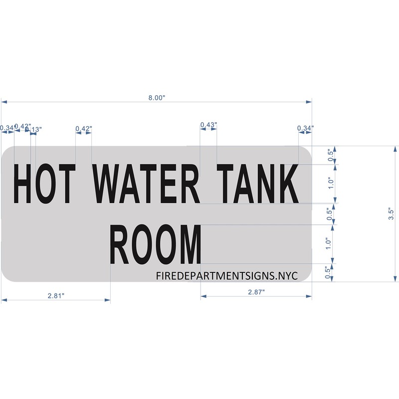 Hot Water Tank Room Sign (Brush Aluminium, 3.5X8)-The Mont Argent