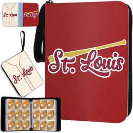 Baseball Card Binder with Sleeves 900 Pocket, St. Louis Baseball Trading Card Holder Baseball Collector Album Sports Trading Card 3 Ring Binder Storage Book Folder Case