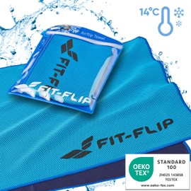 Fit-Flip Cooling Towel Set of 3 - Cooling Towel and Microfibre Cooling Towel - Cooling Towel - Airflip Towel for Fitness and Sports - Ice Towel (3 x Blue/Dark Blue, 100 x 30 cm)