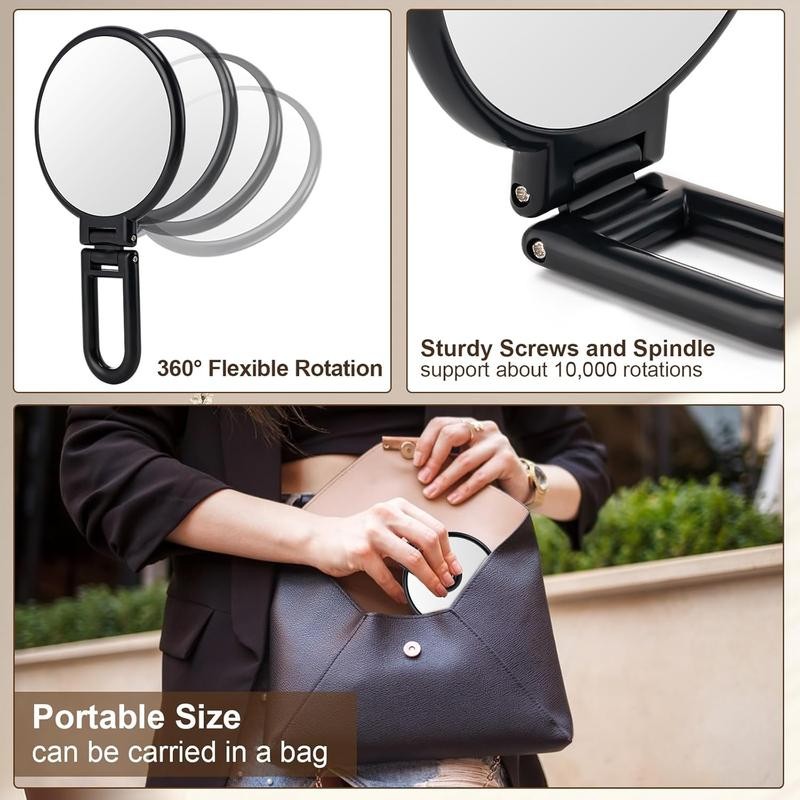 1X/10X Magnifying Handheld Mirror Double Sided, Foldable Travel Makeup Mirror,