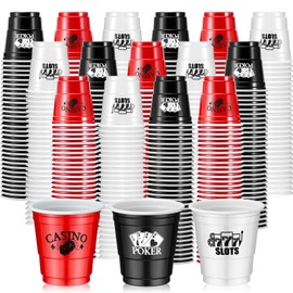 Ziliny 150 Pcs Casino Party Cups Casino Theme Party Decorations 2 oz Plastic Shot Glass Casino Poker Tumbler Cups for Casino Party Event Wedding Decorations Casino Poker Game Themed Supplies