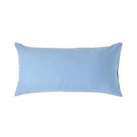 HOMESCAPES Percale Cushion Cover 40 x 80 cm, Blue, Cushion Cover with Zip, 100% Egyptian Cotton, 200 Thread Count