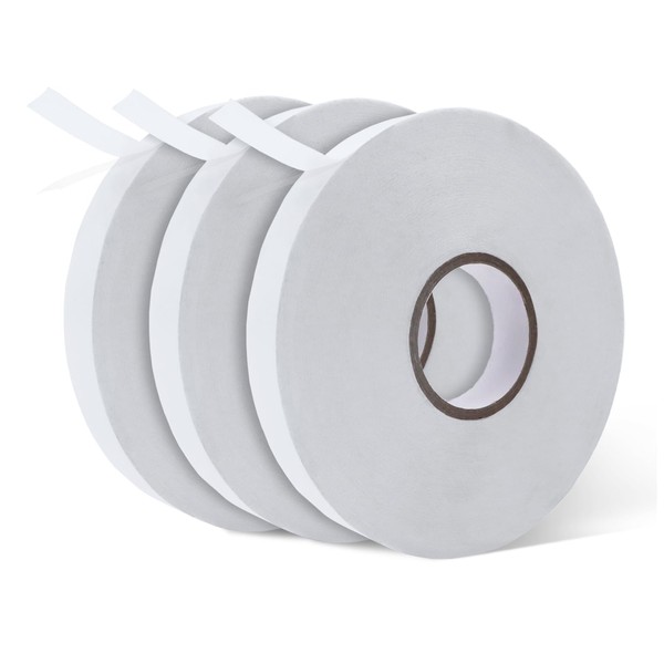 Ykimok 3 Rolls 0.6inch White Double Sided Tape, 160ft per