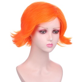 WAVELNM Women Orange Wig Ginger Wigs for Girls Women Side Part Wig Short Bob Wig for Lady Cosplay Wig Synthetic Wigs with Wig Cap