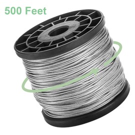 Yarlung 1/16 Inch x 500 Feet Wire Rope Cable, Stainless Steel Braided Wire Stranded Rope Vinyl Coated Aircraft Cable for Outdoor Clothesline, Trellis, String Lights, 7x7 Strands Core