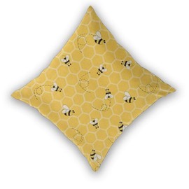 Summer Bee Pillow Covers 16x16 Set of 2, Yellow Bees Honeycomb Decorative Throw Pillows Farmhouse Linen Outdoor Seasonal Cushion Case for Couch Sofa Home Decor