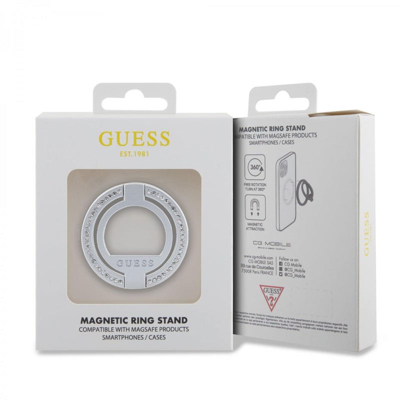 GUESS Ring Stand Rubbersaldgs Silver Rhinestone