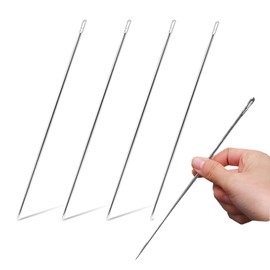 4 PCS 8" Professional Upholstery Needle,20cm Length 3mm Thickness with Needle Storage Tube,Large Eye Hand Sewing Needles,Stitching Needles for Repair Stitching and Home Crafting Projects