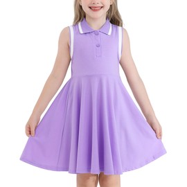 WISREMT Kids Girls Polo Dress Sleeveless Summer Tank Dress Tennis Golf Outfit Sport Active Dresses for School Casual Party Purple