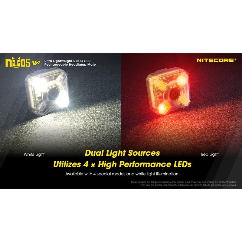 Nitecore NU05 v2 Signal and Safety Light, USB-C Rechargeable Red