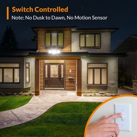 LEPOWER 42W Flood Lights Outdoor - 4200LM Bright LED Security Lights Outdoor with 3 Heads, Switch Controlled Exterior Flood Light & 220° Wide Angle, IP65 Waterproof for Garage, Yard, Porch (White)