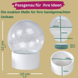 Snowglobe for You 40052 DIY Snow Globe with 1 x Snow | Do it Yourself with Glass Ball and Polyresin Base White | 100 mm Diameter, 120 mm Height | 40052 (White)