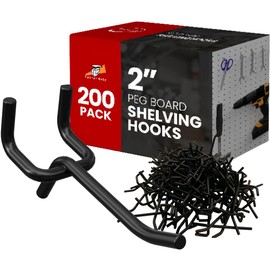 FactorDuty 200 Pack 2 inch Length Steel Black PEG Board Pegboard Shelving Hooks Wholesale Lot 20 lbs PEG Hooks Organizer Tools for Craft Storage, Garage, Kitchen, Tools and More