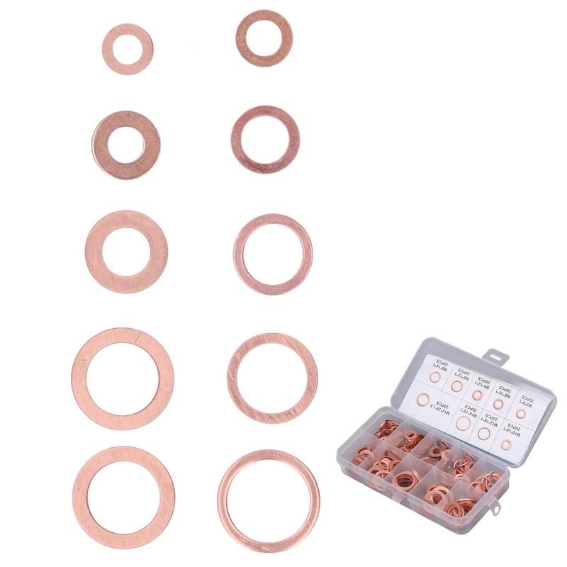 200Pcs Oil Drain Plug Gasket Red Copper Heating Processing 9