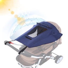 Furforstk Sun sail pram UV protection 50+ pram sun sail waterproof sun protection pram with viewing window and shade wings sun protection for pram easy installation (blue)