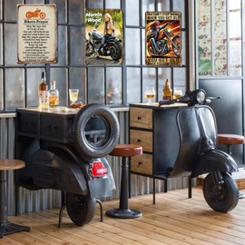 Vintage Biker's Prayer Metal Tin Sign for Home, Restaurant, Bar, Cafe, and Garage Decor - Rustic Wall Plaque with Inspirational Message 8 * 12inch