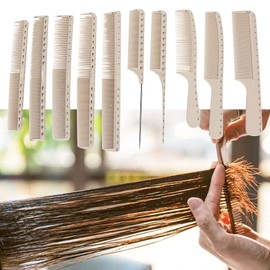 Kohlefaser Haarkämme Set 10 teiliger Messkamm Haarschneidekämme Rattenschwanzkamm Antistatisch Hitzebeständig Feiner und Breiter Zahn Friseurkamm für Friseurkamm Friseur Haarstyling(Kamm)