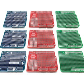 ElectroCookie Proto Shield Kit Compatible with Arduino Uno R3, Expansion Prototyping PCB Board (3 Types, 9 Pack)