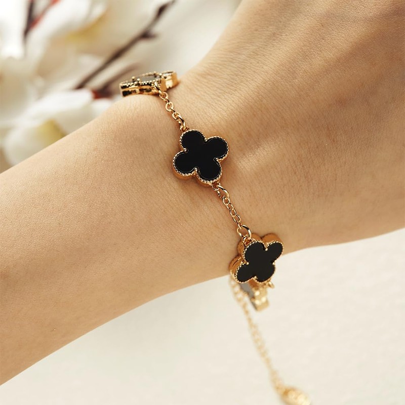 Lucky Four Leaf Clover Bracelet for Women Charm Bracelet Stackable