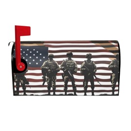 YYHWHJDE letterbox Cover Waterproof Oxford Cloth Accommodates Standard Size or Large Size mailboxes US Military Soldiers Patriotic Memorial Day Pattern 21x18 in