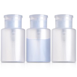 Pump Dispenser-Refillable Cosmetic Push Down Pump Dispenser-PP Material Alcohol Dispenser-Empty Makeup Acetone Containers for Acetone Nail Polish Remover,Nail Care,and Alcohol (3PCS)