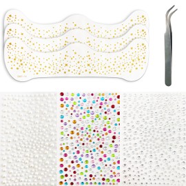 Yuibthr Glitter Freckles Face Tattoo, Gold - Glow Up Makeup Patches, Sparkle Freckles for Women, with Face Gems Hair Gems, Set of 7