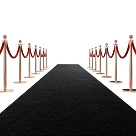 HOMBYS 450 GSM Extra Thick 3x15 ft Black Carpet Runner for Partys & Events, Heavy-Duty Felt Aisle Runway Rug for Steps, Prom Proposal & Wedding Ceremony Decorations, Hollywood Oscars for VIP Awards