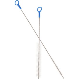 2 Piezas Cepillo para Limpiar Pajillas de Biberón Reutilizable para Ñiño, Estructura Unificada de Acero Inoxidable y Plástico Color Plata