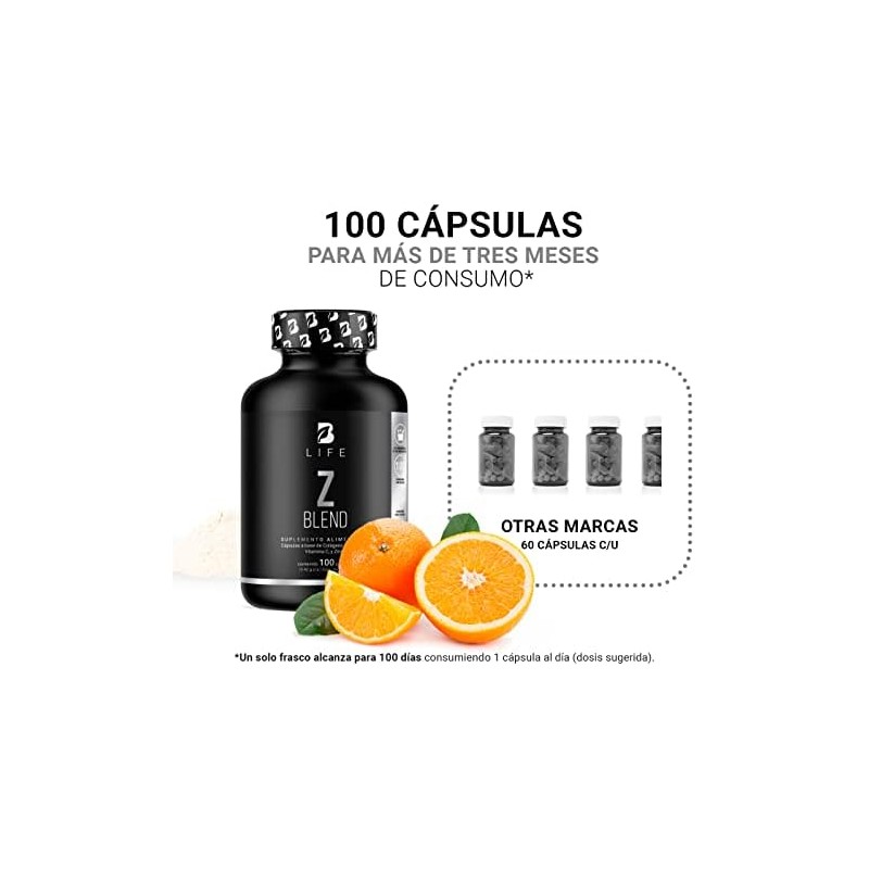 B Life Zinc de 100 Cápsulas con Colágeno y Vitamina