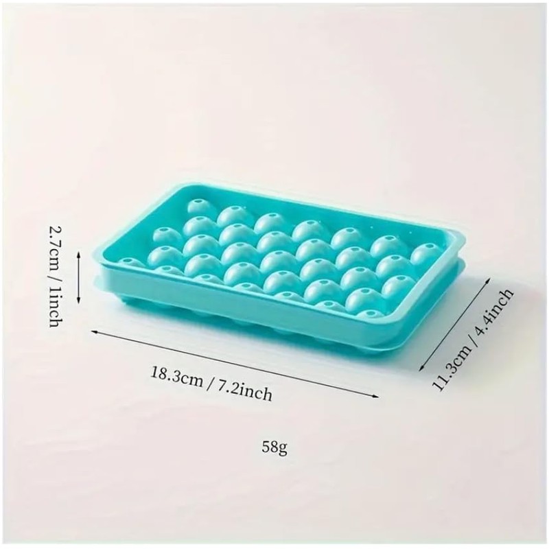 Generic 33-Grid Round Ice Cube Tray - Lead-Free, Polish Glossy,