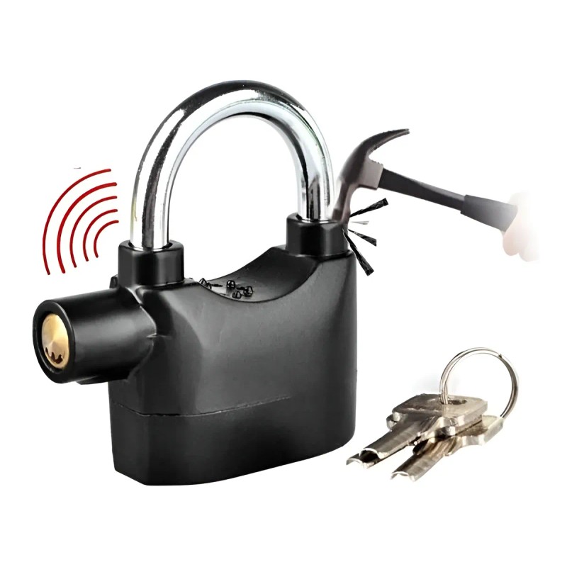 Candado Alarma Sonora Lock Caso70 70mm 110db Llave Puntos Color