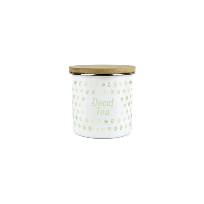 Purely Home Green Polka Dots Spots Decaf Tea Canister -