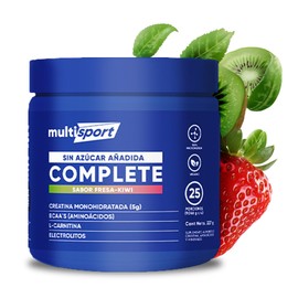Creatina Monohidratada con Pre Entreno + L Carnitina + Electrolitos + BCAAs | Formula de Alta Pureza sin Azúcar, Vegan, Keto | MultiSport Complete 25 Porciones (275g, Fresa Kiwi)