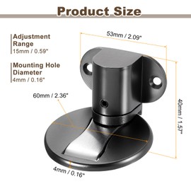 QUARKZMAN Magnetischer Türstopper, leiser magnetischer Bodentürstopper, verstellbarer Bodentürfang mit Klebeband und Schrauben, stoßdämpfend für Schlafzimmer Büro Badezimmer, Grau