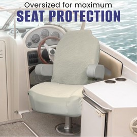 SKIPPER SEAT Boat Seat Cover - Microfiber, Quick-Dry, Universal Fit, Stylish Solid Grey Design for Captain's Chairs, Pontoon Towel Seat Covers